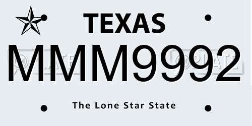 MMM9992 Texas License Plate