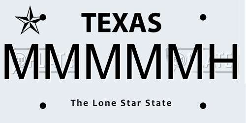 MMMMMH Texas License Plate