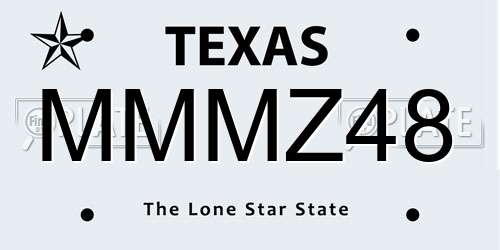 MMMZ48 Texas License Plate