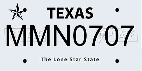 MMN0707 Texas License Plate
