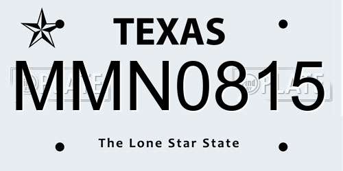 MMN0815 Texas License Plate