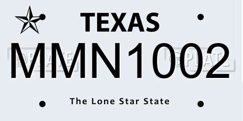 MMN1002 Texas License Plate