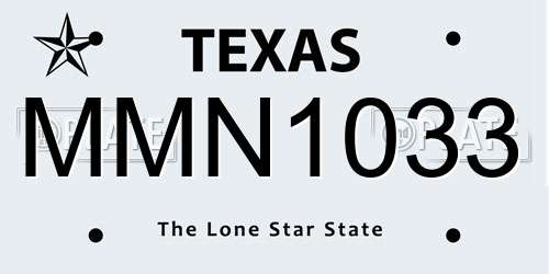 MMN1033 Texas License Plate