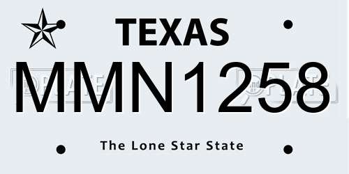 MMN1258 Texas License Plate