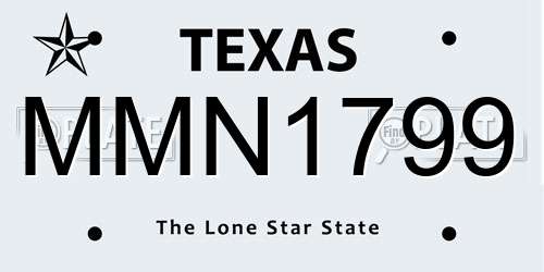 MMN1799 Texas License Plate