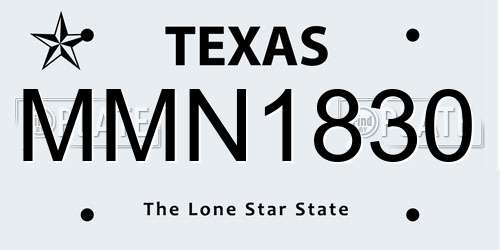 MMN1830 Texas License Plate