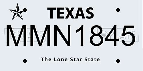 MMN1845 Texas License Plate
