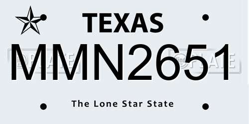 MMN2651 Texas License Plate