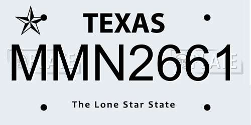 MMN2661 Texas License Plate