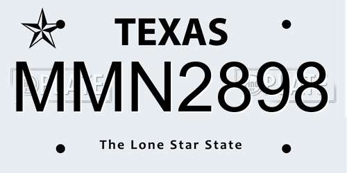 MMN2898 Texas License Plate