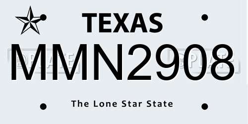 MMN2908 Texas License Plate