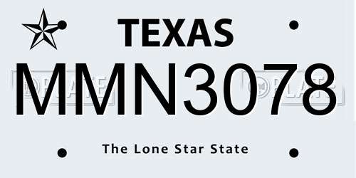 MMN3078 Texas License Plate