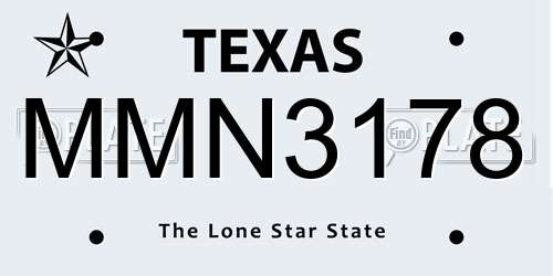 MMN3178 Texas License Plate
