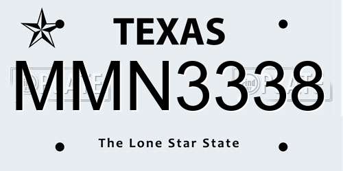 MMN3338 Texas License Plate