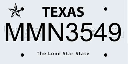 MMN3549 Texas License Plate