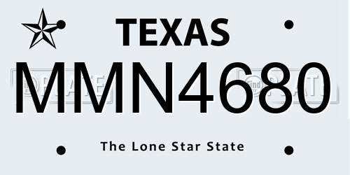MMN4680 Texas License Plate