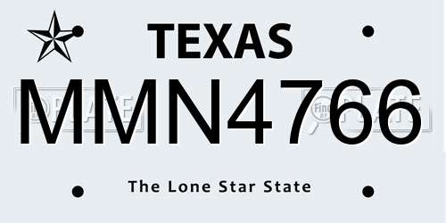 MMN4766 Texas License Plate