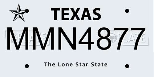 MMN4877 Texas License Plate
