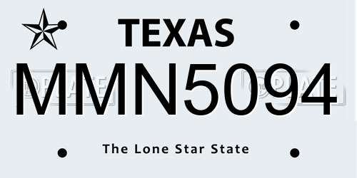 MMN5094 Texas License Plate