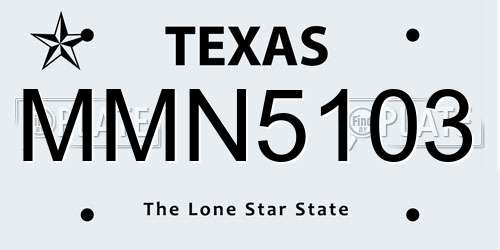 MMN5103 Texas License Plate