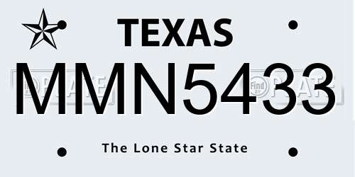 MMN5433 Texas License Plate
