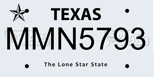 MMN5793 Texas License Plate