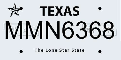 MMN6368 Texas License Plate