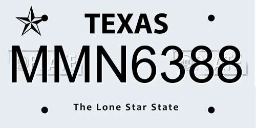 MMN6388 Texas License Plate