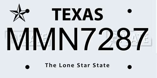MMN7287 Texas License Plate