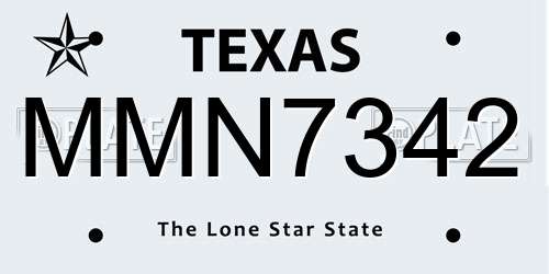 MMN7342 Texas License Plate