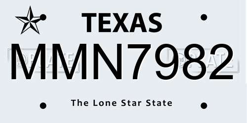 MMN7982 Texas License Plate
