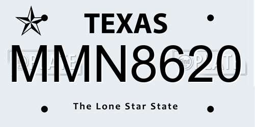 MMN8620 Texas License Plate