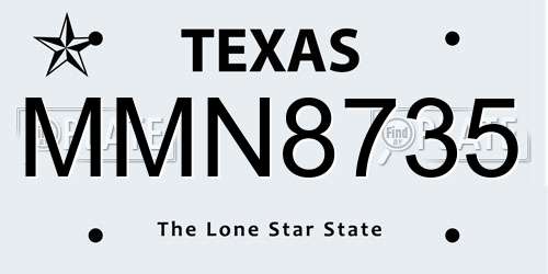 MMN8735 Texas License Plate