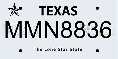 MMN8836 Texas License Plate