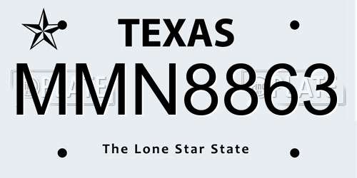 MMN8863 Texas License Plate