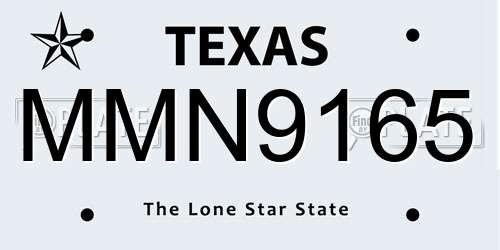 MMN9165 Texas License Plate