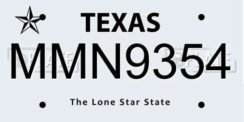 MMN9354 Texas License Plate