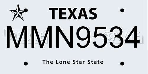 MMN9534 Texas License Plate
