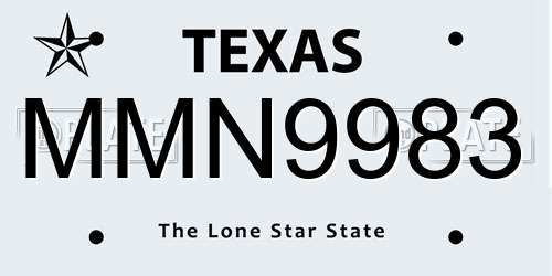 MMN9983 Texas License Plate