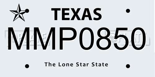 MMP0850 Texas License Plate