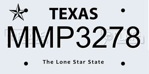 MMP3278 Texas License Plate