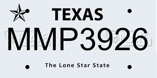 MMP3926 Texas License Plate