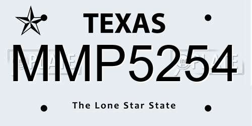 MMP5254 Texas License Plate