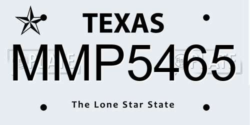 MMP5465 Texas License Plate