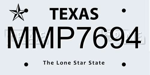 MMP7694 Texas License Plate
