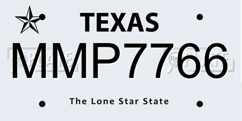 MMP7766 Texas License Plate