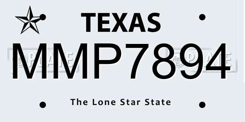 MMP7894 Texas License Plate
