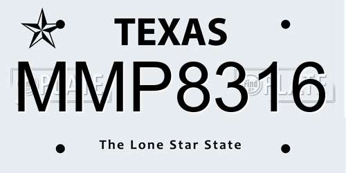 MMP8316 Texas License Plate