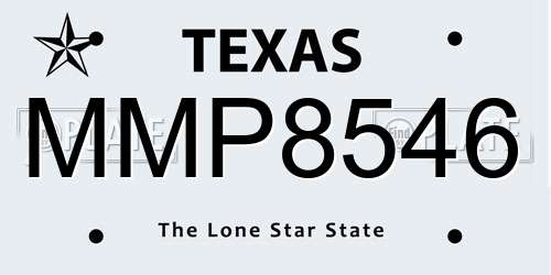 MMP8546 Texas License Plate