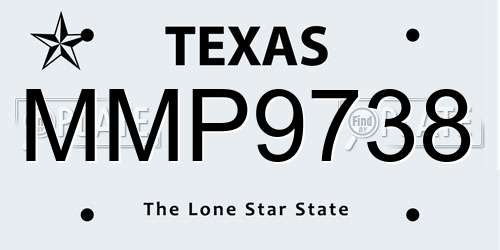 MMP9738 Texas License Plate